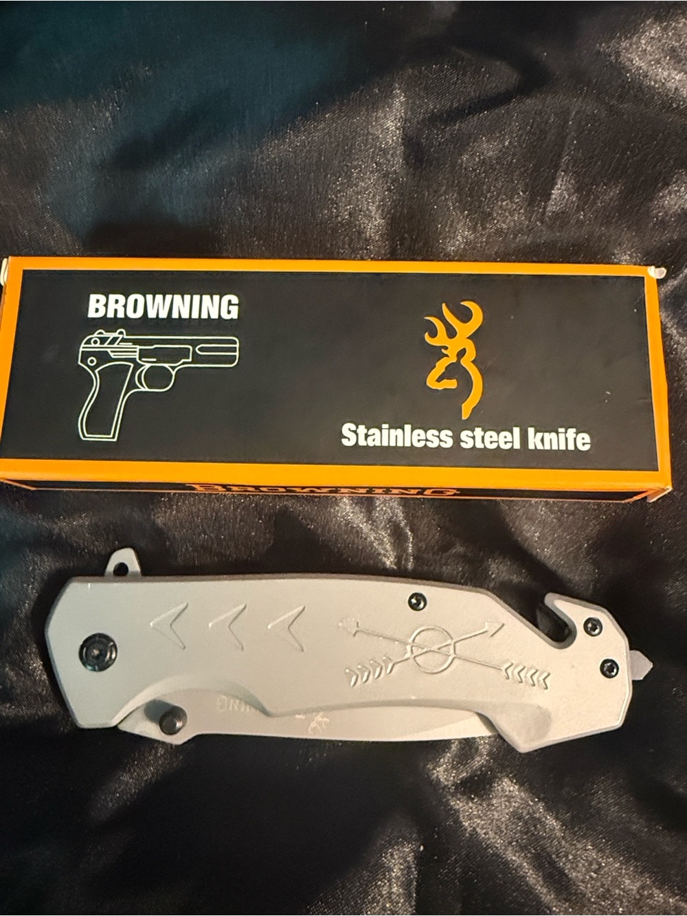 Father’s Day ❤️ Browning Stainless Steel Folding Knife - Silver and Black - Picture 2 of 4
